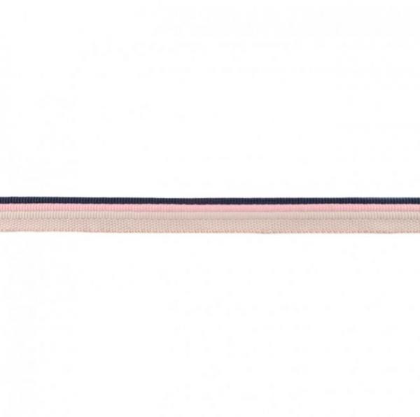 Paspelband - dreifarbig - sand/rosa/dunkelblau - 18 mm